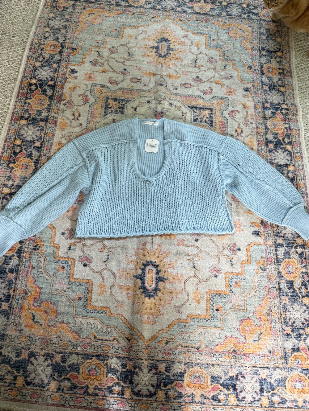 NWT Altar'd State Laney Cropped Sweater in white Sz Small Baby Blue